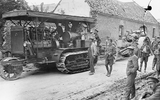 Holt Caterpillar tractor towing a howitzer