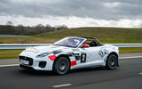 Jaguar F-Type rally car 2019 driven on the road front