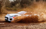 Jaguar F-Type rally car 2019 driven mud side