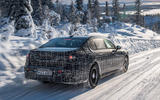 91 BMW i7 official winter testing 2021 rear three quarters