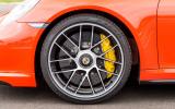 Yellow Porsche 911 Turbo S brake calipers