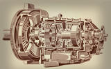 Technical cutaway of a gearbox