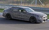 BMW M5 spied driving track front 3 4 1