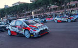 The perfect line-up: the lead pair of Toyota GAZOO Racing Yaris WRCs are poised for the start of Rallye Monte Carlo