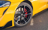 The Toyota GR Supra's 19-inch alloys stand out – especially with Lightning Yellow paintwork