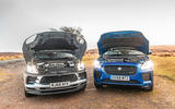 Porsche Macan vs Jaguar E-Pace 2019 - bonnets open
