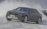 Electric BMW 3 Series prototype winter testing   front three quarter, drifting