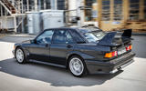 Mercedes 190E Cosworth rear three quarter tracking
