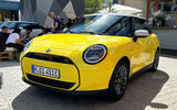 Mini Cooper Electric 2024 yellow front quarter