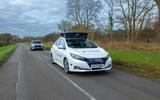 Nissan evolveAD Nissan leaf on rural road in UK