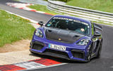 Porsche Cayman GT4RS Manthey Package 2023 front quarter tracking