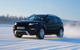 Range Rover Evoque front three quarter in snow