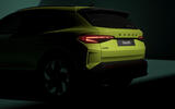 Skoda Elroq teaser   the rear of the car is shown in the shadows