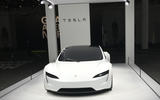 The Tesla Roadster on display at Grand Basel