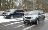 Skoda Yetis in snow