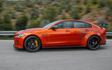 Jaguar XE SV Project 8 2018 road test review on the road left