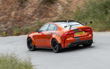 Jaguar XE SV Project 8 2018 road test review on the road rear