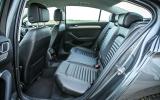 The rear seats in the large eighth-gen Volkswagen Passat