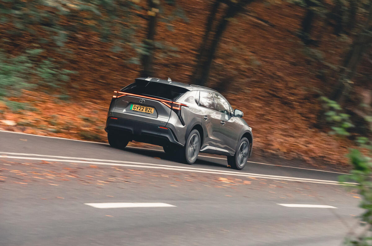 02 Toyota bZ4X AWD RT 2023 rear driving