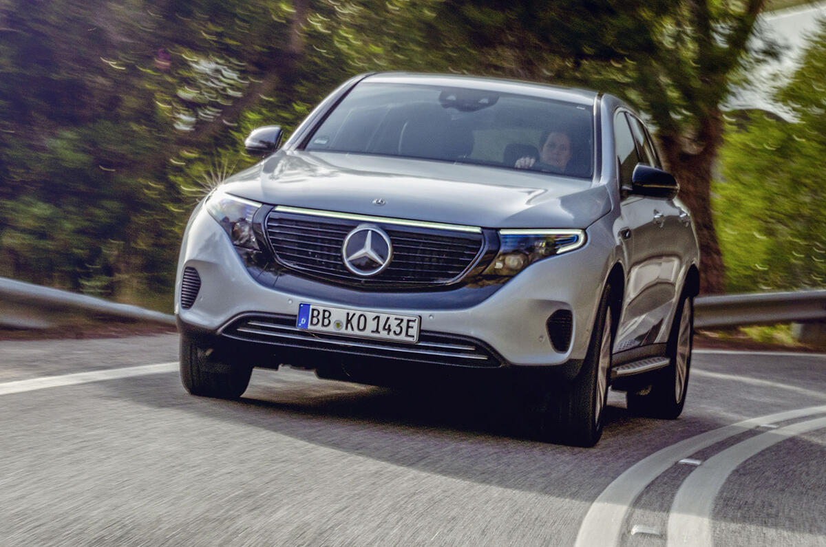 Mercedes-Benz ECQ 2019 review - cornering front