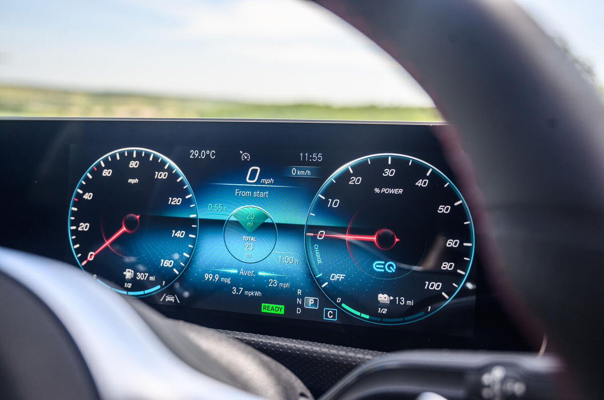 Mercedes-Benz A250e road test review - instruments