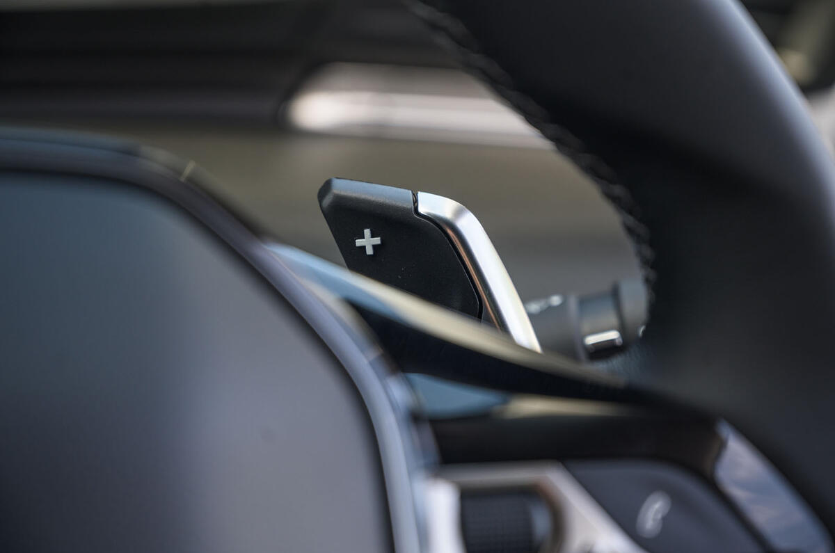 Peugeot 508 SW Hybrid 2020 road test review - paddle shifters