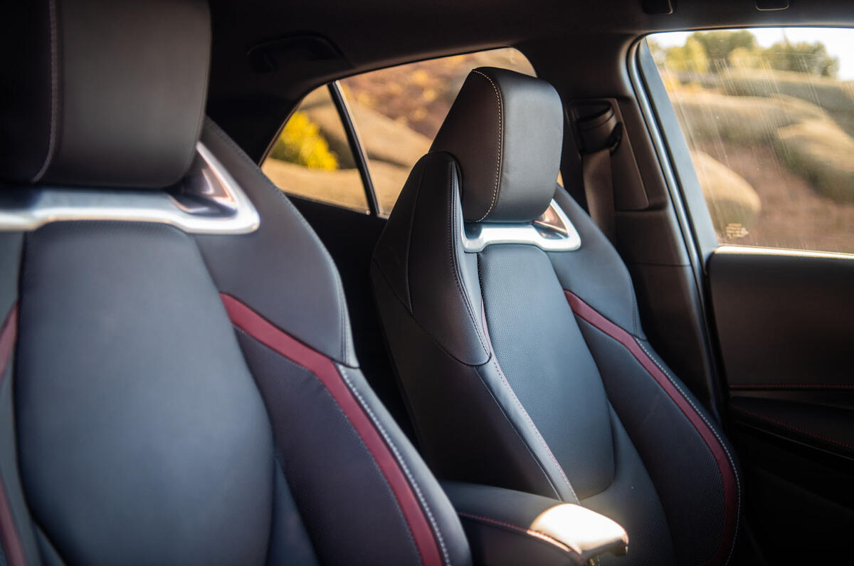 Toyota Corolla hybrid hatchback 2019 road test review - front seats