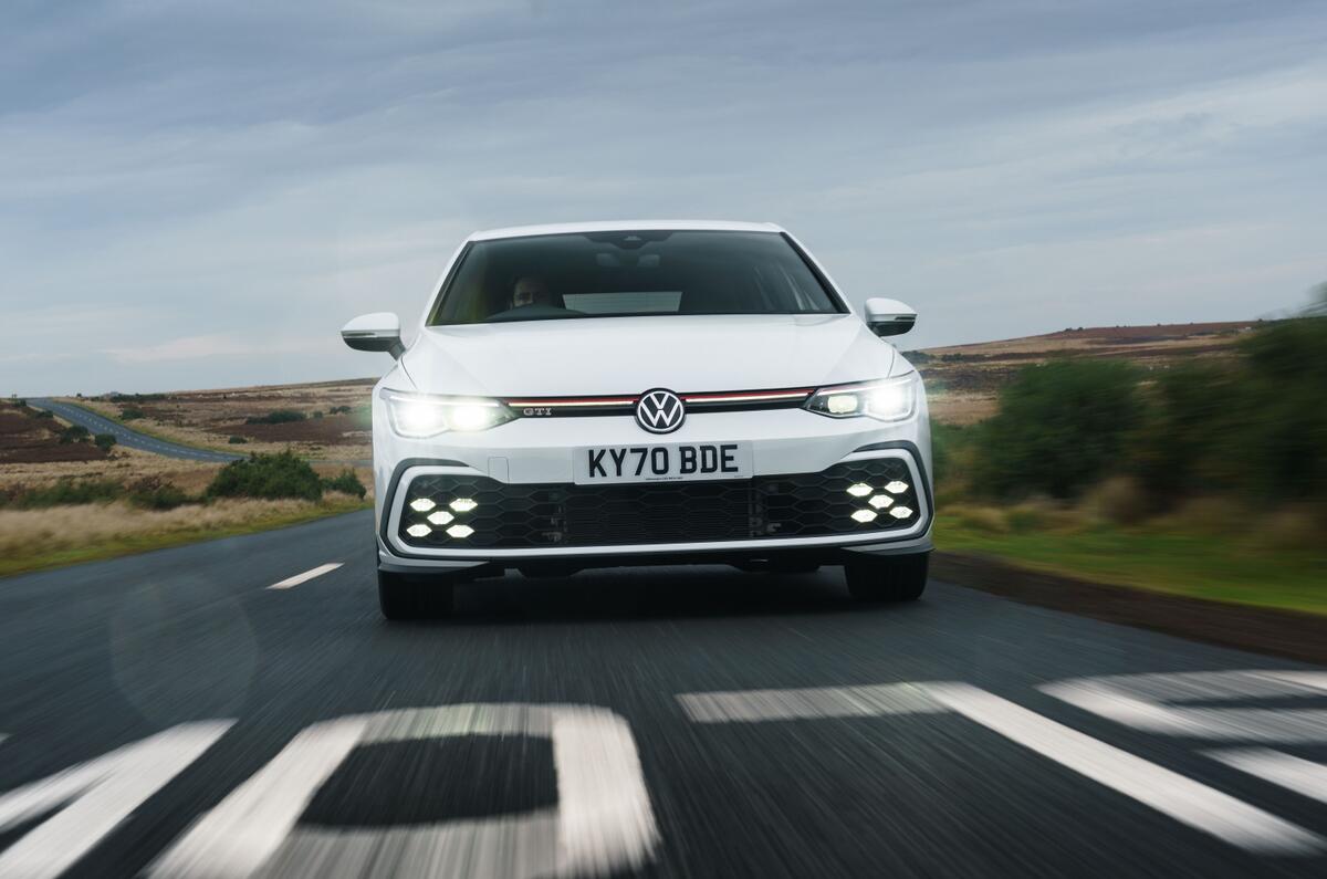 11 Volkswagen Golf GTI 2021 road test review on road front