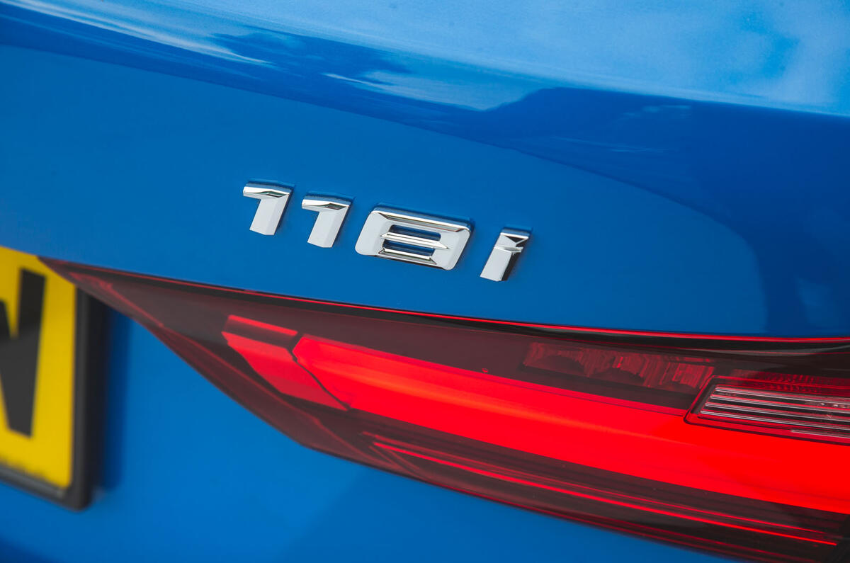 BMW 1 Series 118i 2019 road test review - rear badge