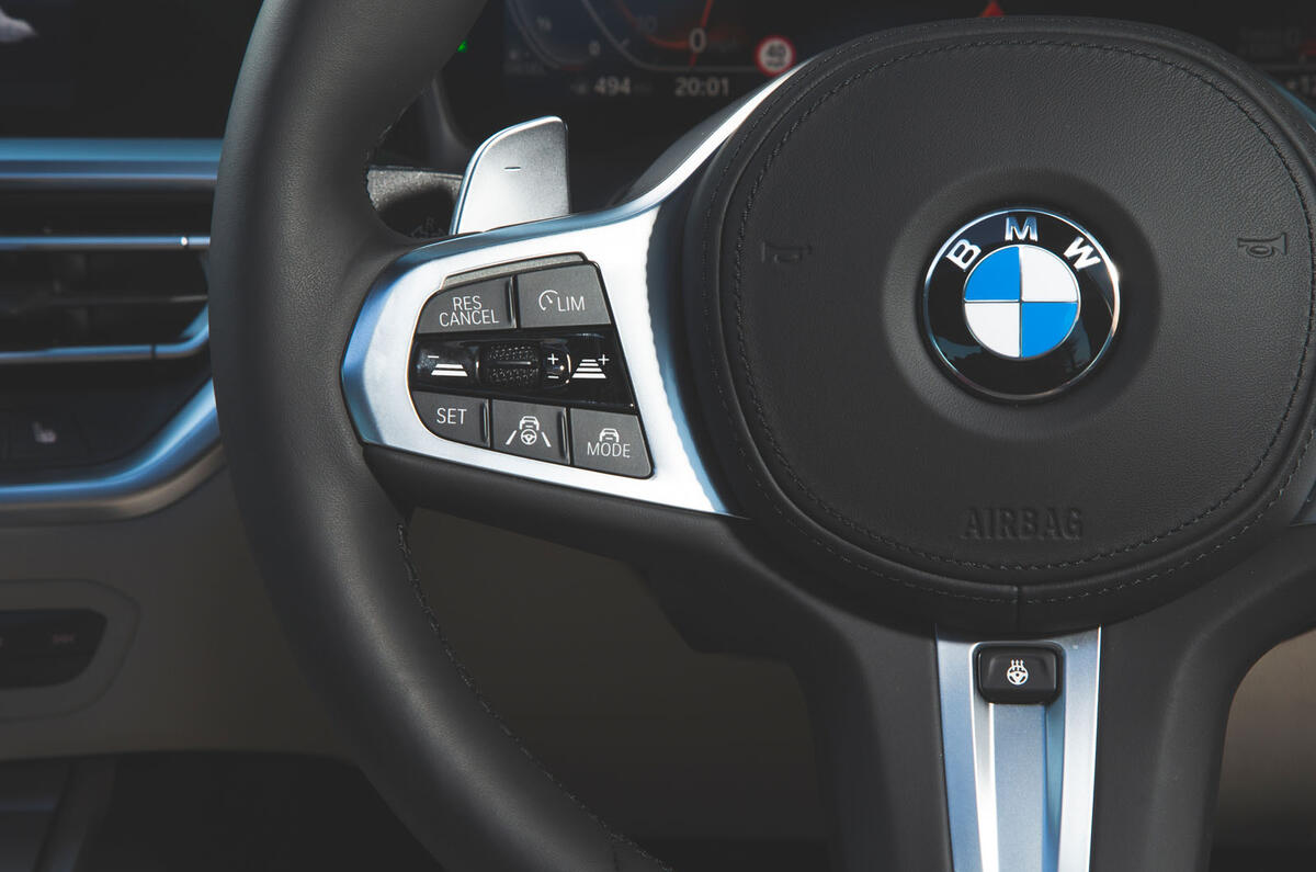 BMW 3 Series 320d 2019 Road Test review - steering wheel controls
