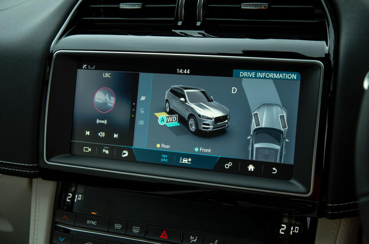 Jaguar F-Pace SVR 2019 road test review - 4wd modes display