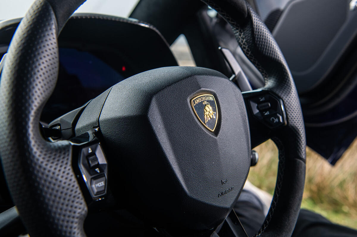 Lamborghini Aventador SVJ 2019 road test review - steering wheel