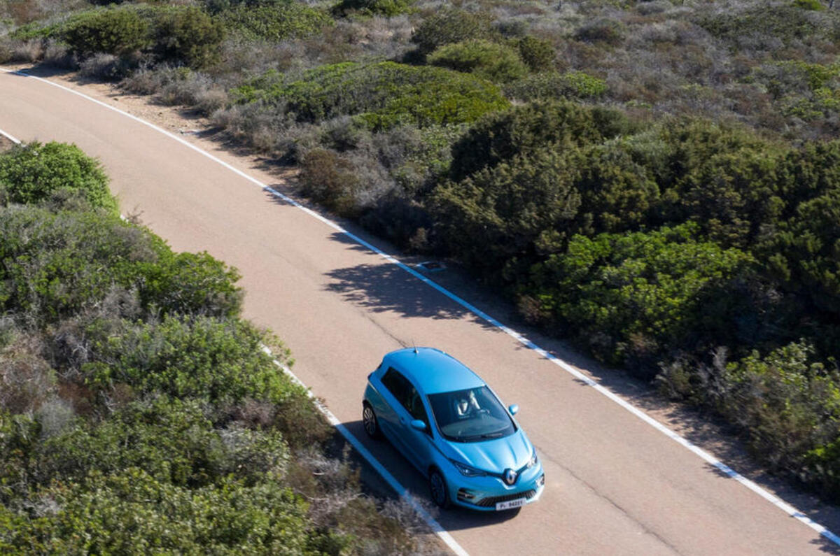 Renault Zoe 2020 road test review - on the road aerial