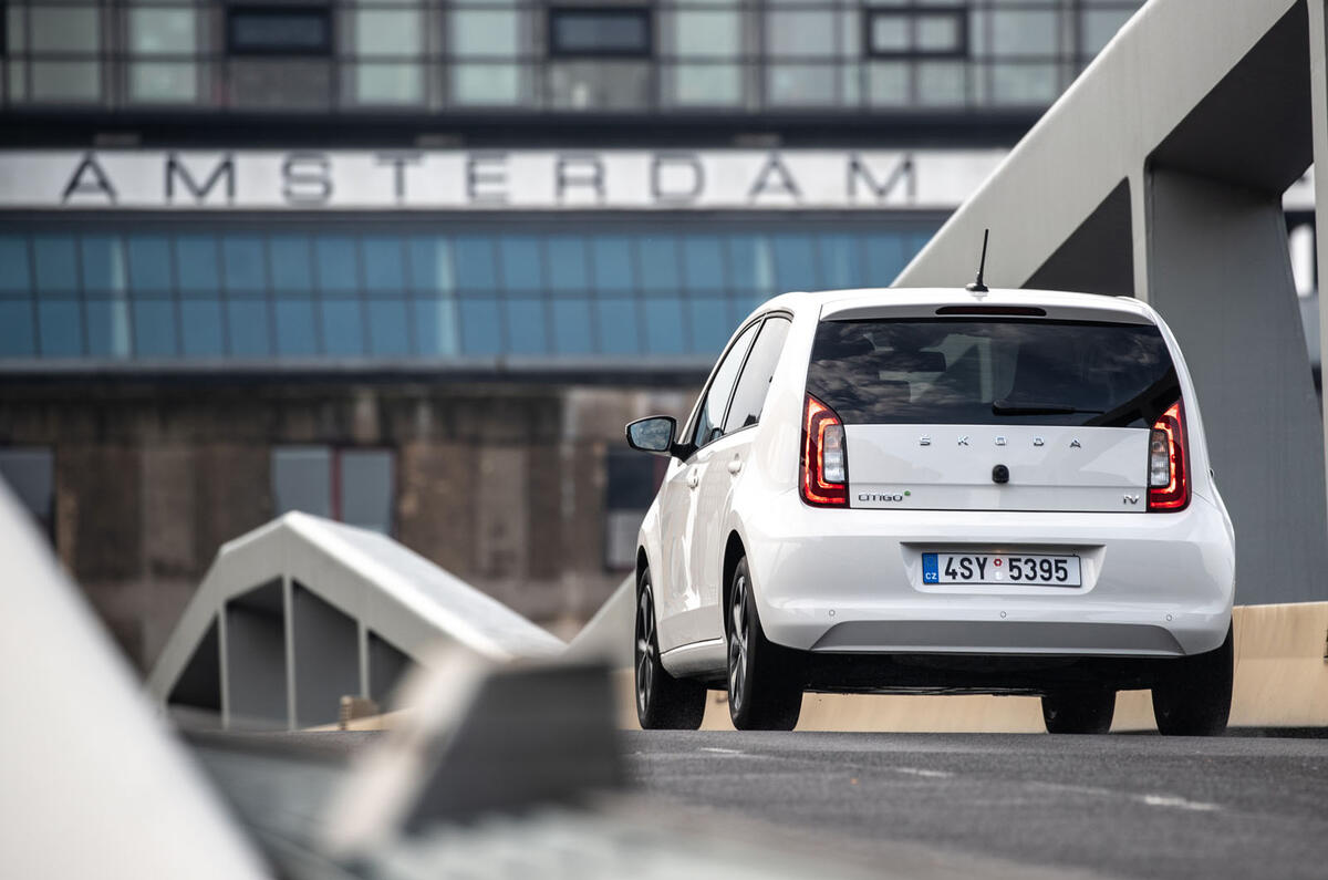 SKoda Citigo-e IV 2020 road test review - on the road rear