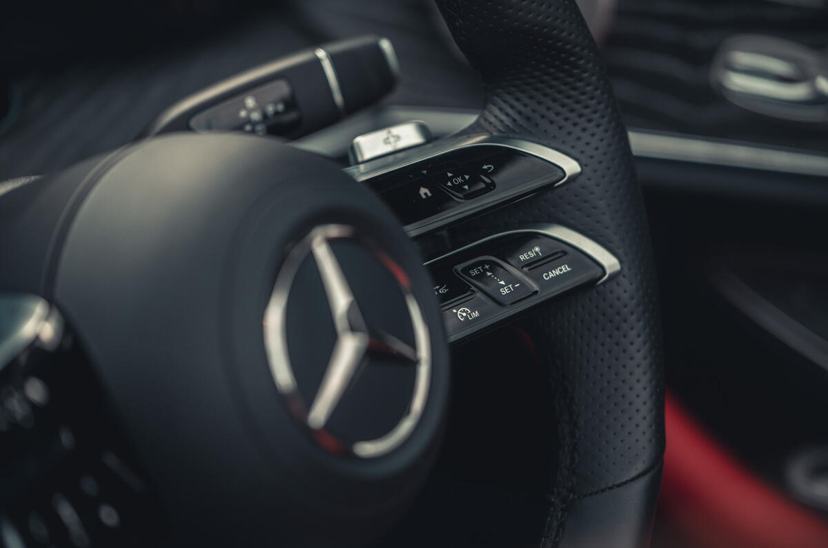 17 Mercedes Benz E Class Cabriolet 2021 road test review steering wheel buttons
