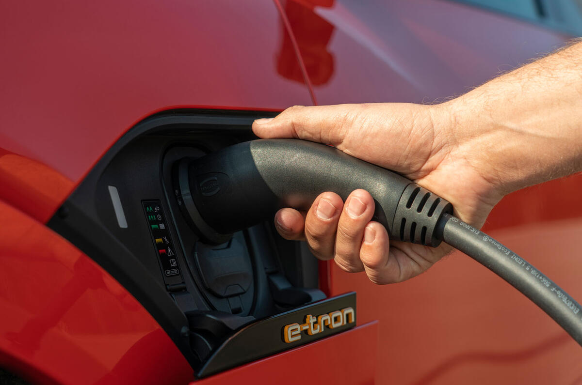 Audi E-tron Sportback 2020 road test review - charging plug
