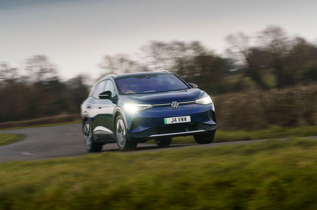 18 volkswagen id 4 2021 uk first drive review on road front