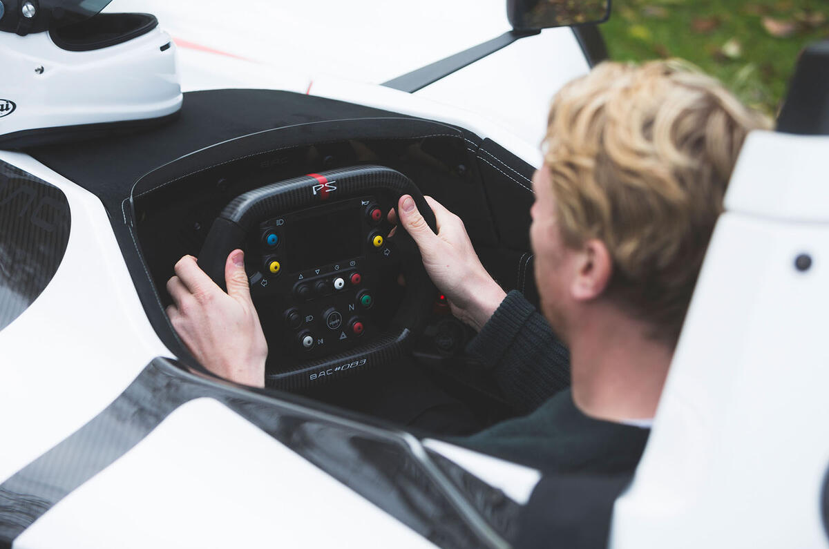BAC Mono 2018 review - Richard Lane steering wheel