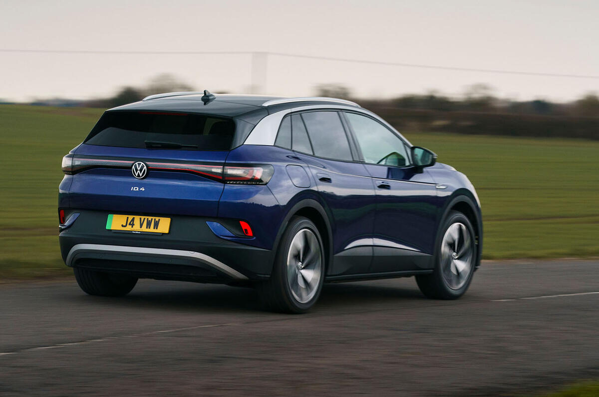 19 volkswagen id 4 2021 uk first drive review on road rear