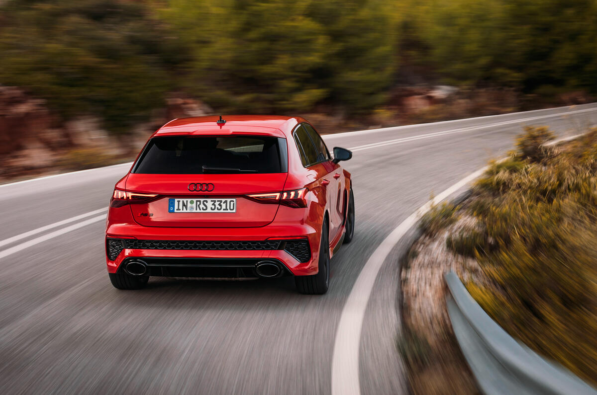 20 Audi RS3 2021 first drive review cornering rear