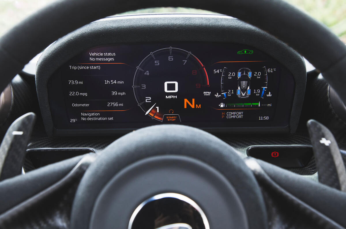 McLaren Senna 2018 road test review - instrument cluster