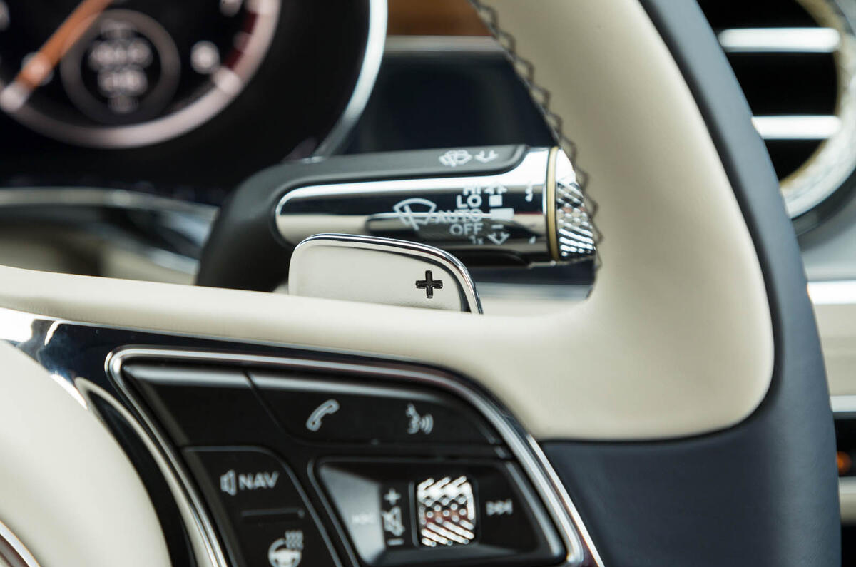 Bentley Continental GT 2018 Autocar road test review gear shifters