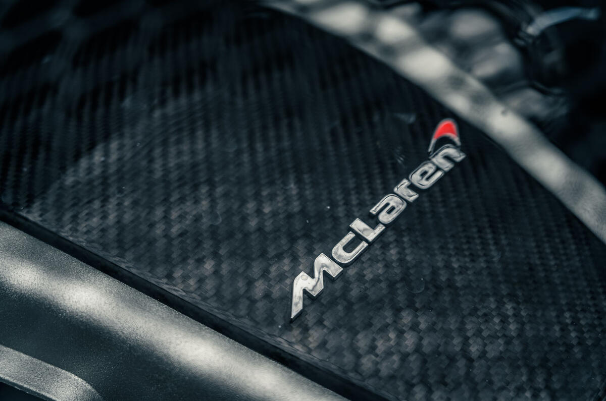 22 McLaren 620R 2021 road test review engine badge