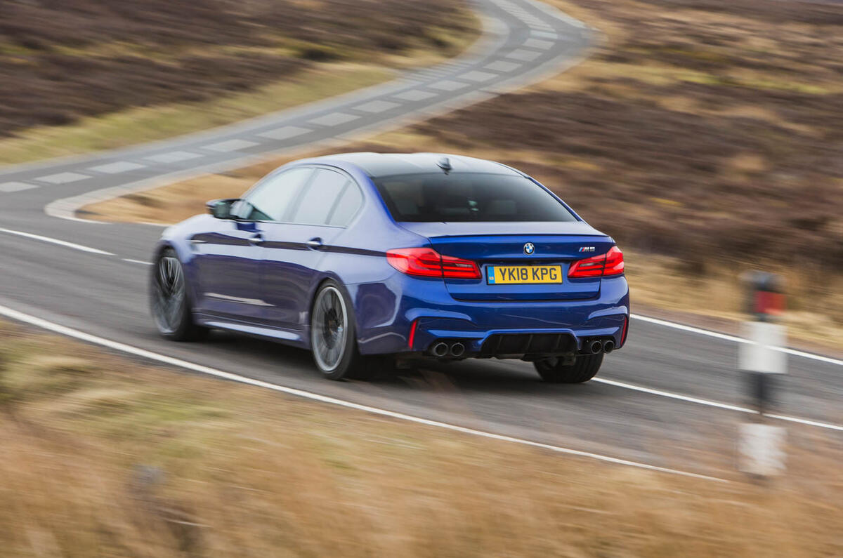 BMW M5 2018 review cornering rear