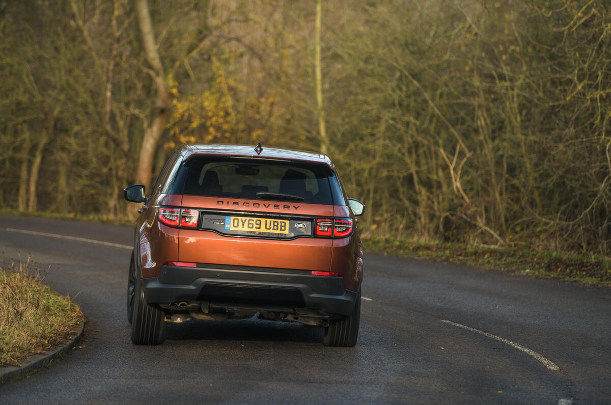 Land Rover Discovery Sport 2020 road test review - cornering rear