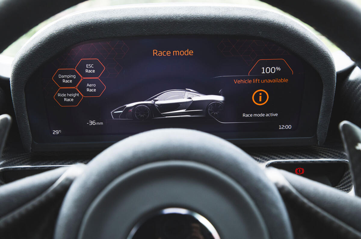 McLaren Senna 2018 road test review - race mode initialising