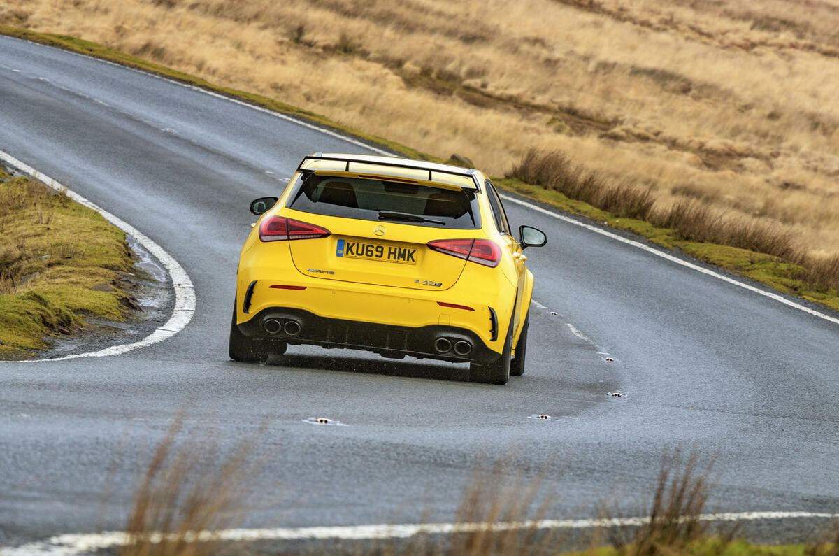 Mercedes-AMG A45 S 4Matic+ 2020 road test review - on the road rear