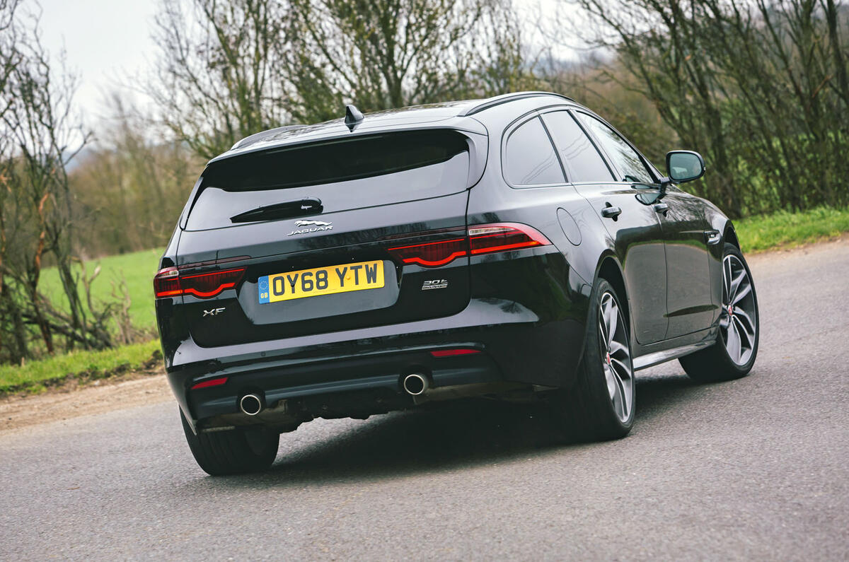 Jaguar XF Sportbrake 2019 road test review - cornering rear
