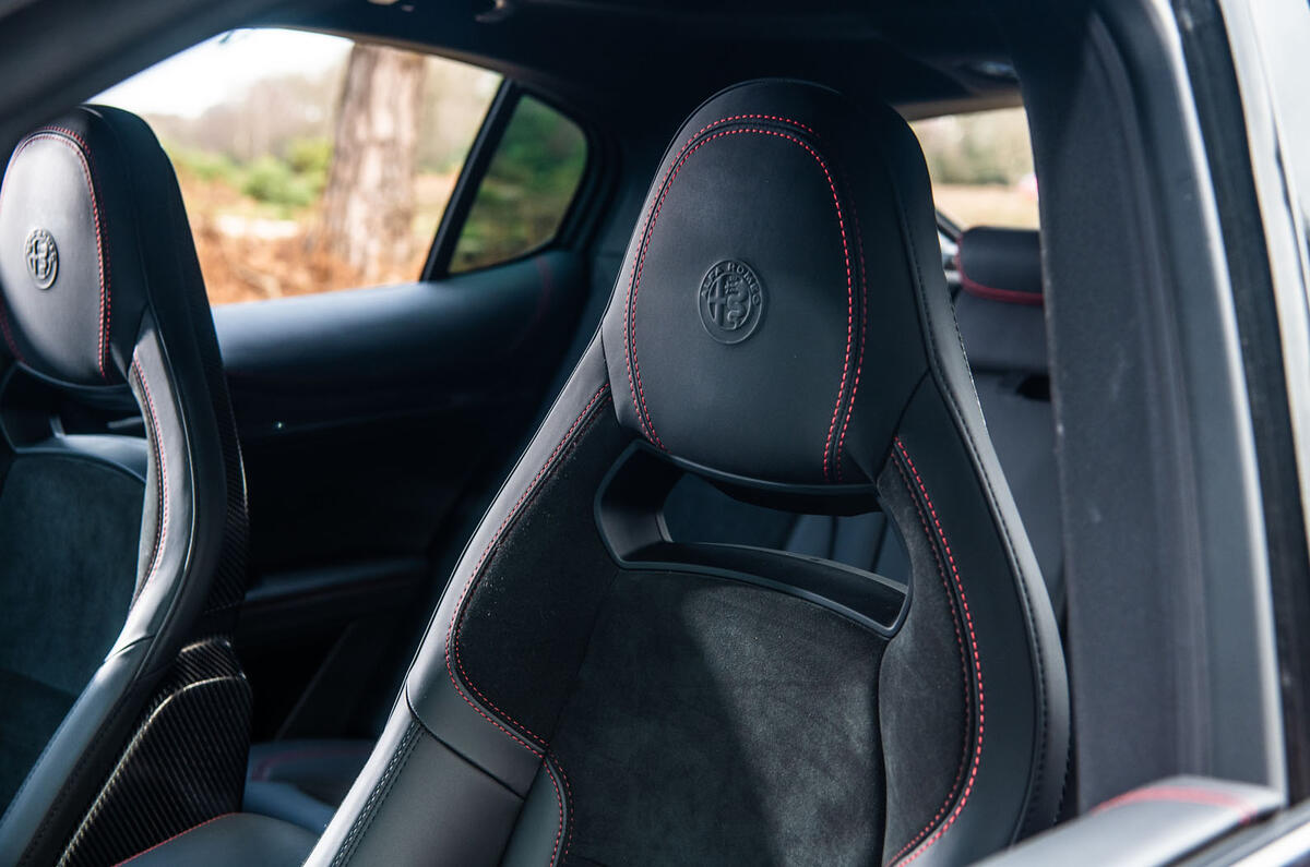 Alfa Romeo Stelvio Quadrifoglio 2019 road test review - front seats