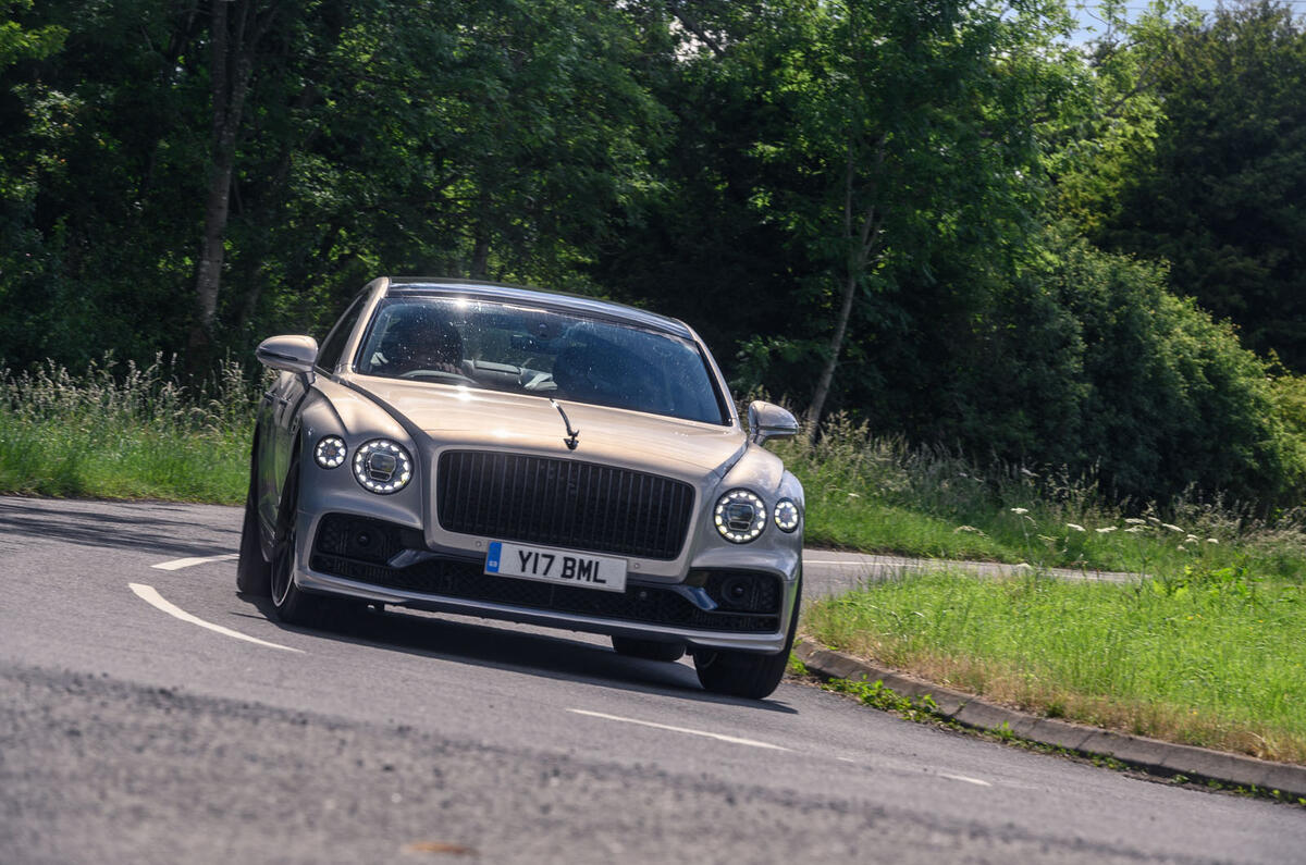Bentley Flying Spur 2020 road test review - cornering front